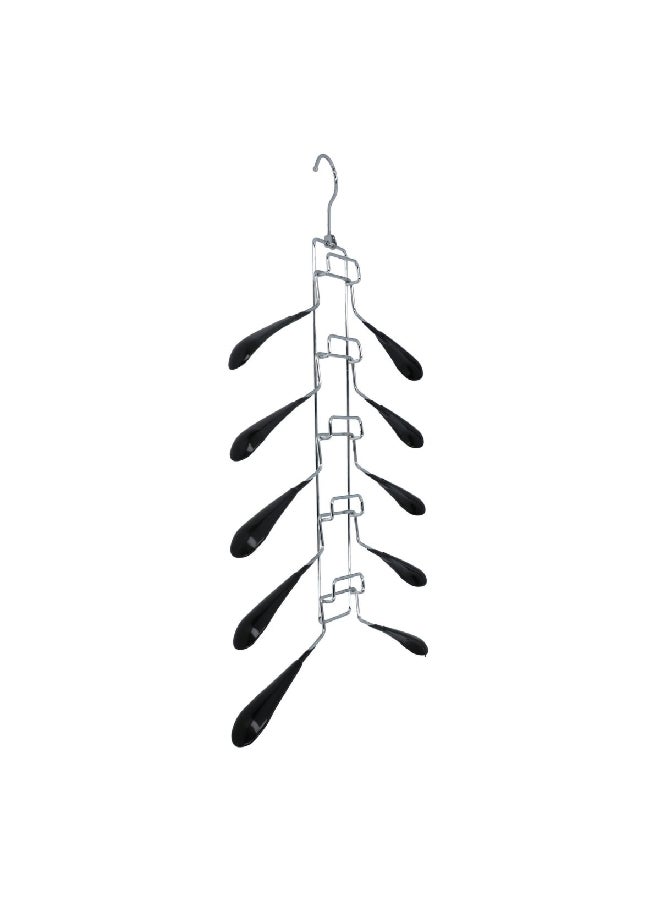 5-Layered Space-Saving Wonder Cloth Hanger Silver and Black MHS2016