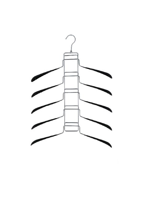 5-Layered Space-Saving Wonder Cloth Hanger Silver and Black MHS2016