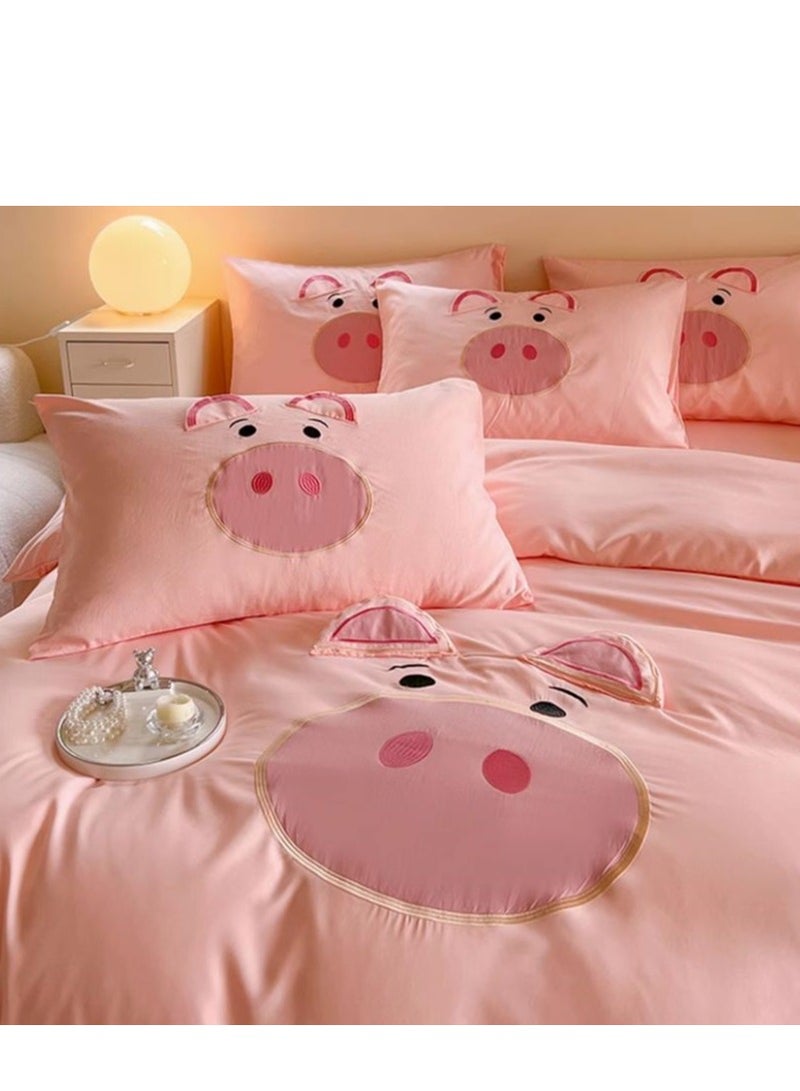 Fitted Sheet Style — High End Cartoon Pattern Washed Cotton Bedding Four Piece Set - Image 1