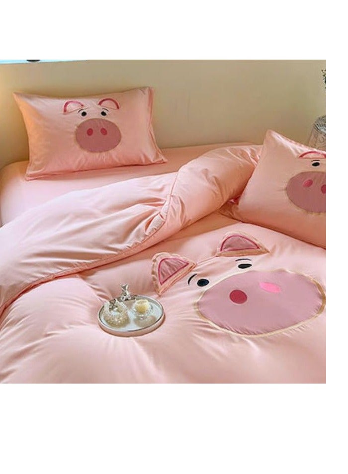 Fitted Sheet Style — High End Cartoon Pattern Washed Cotton Bedding Four Piece Set - Image 4