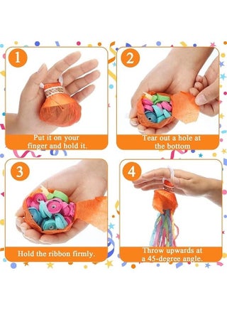 15Pcs Streamers Poppers Hand Throw Streamers with Colorful Ribbon No Mess Confetti Crackers for Wedding, Party, Graduation, Birthday, Celebration - view 2