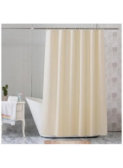 Cuisine Art 180Cm X 180Cm Waterproof Shower Curtain - Mildew Proof Bathroom Curtains With 15 Hooks - Beige