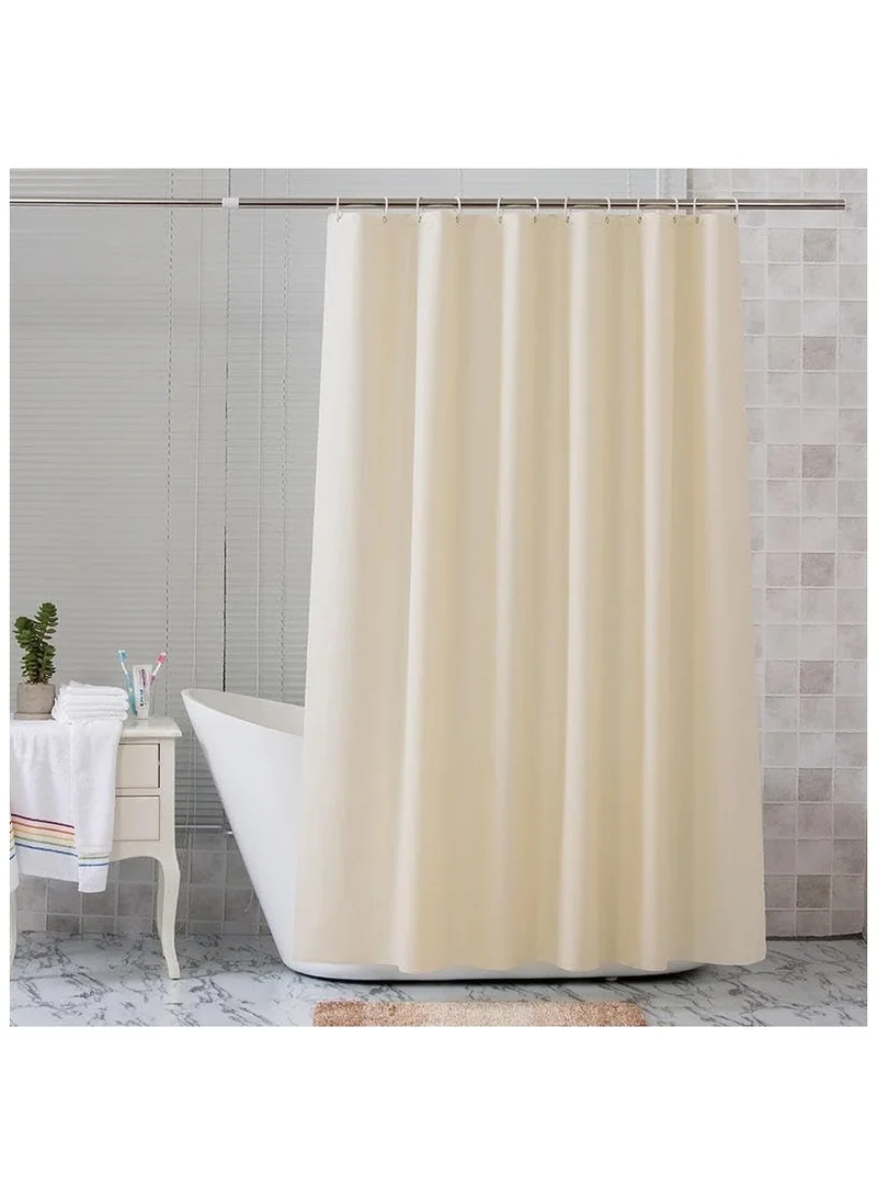 Cuisine Art 180Cm X 180Cm Waterproof Shower Curtain - Mildew Proof Bathroom Curtains With 15 Hooks - Beige