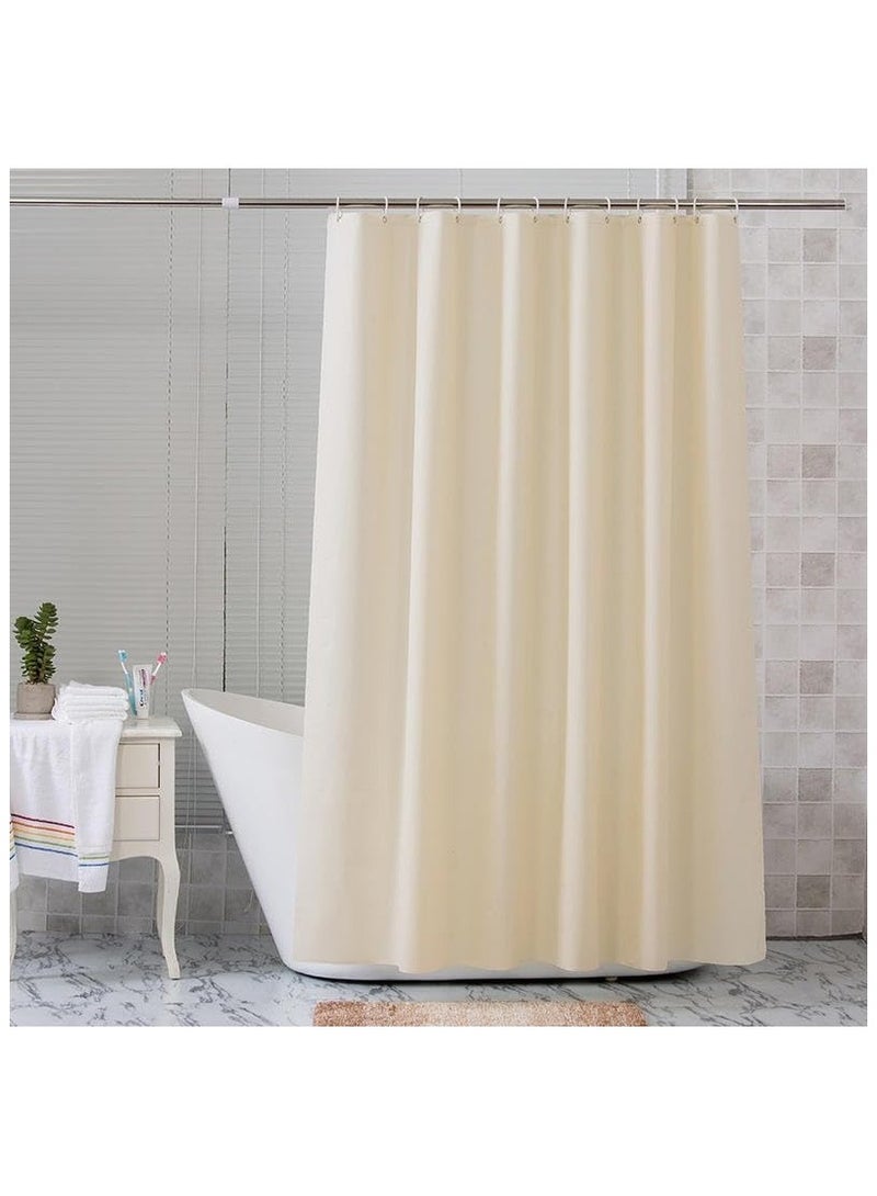 Cuisine Art 180Cm X 180Cm Waterproof Shower Curtain - Mildew Proof Bathroom Curtains With 15 Hooks - Beige  - Image 1