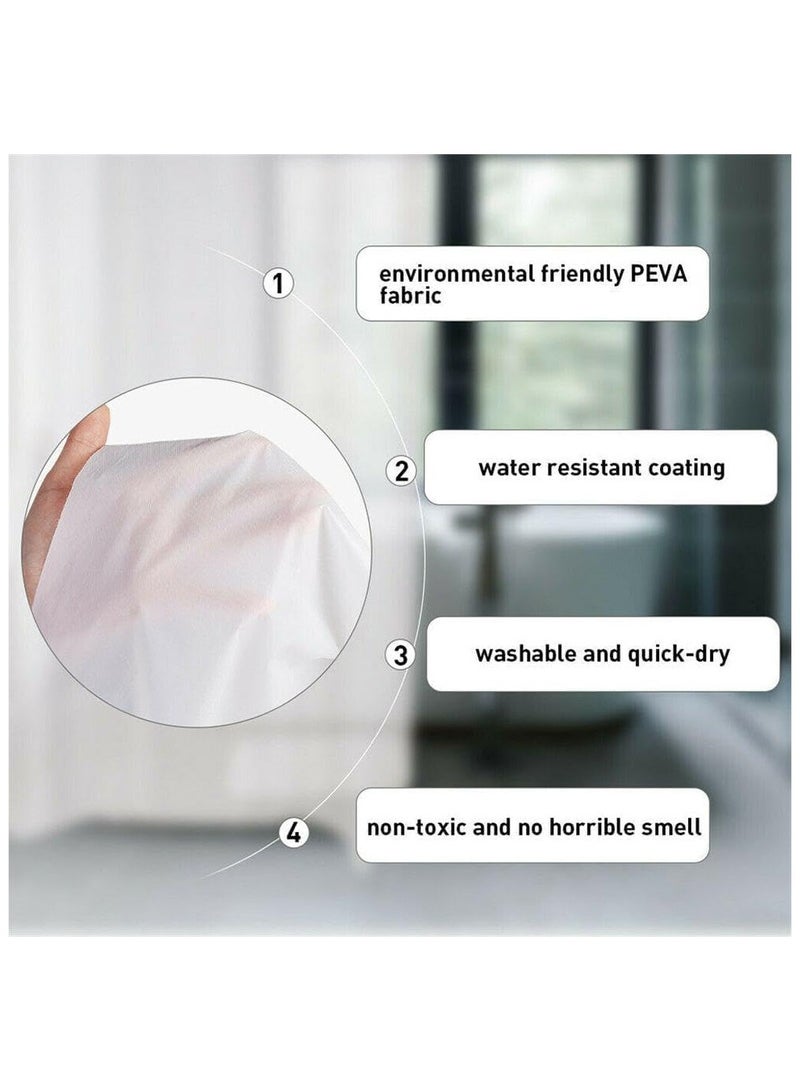 Cuisine Art 180Cm X 180Cm Waterproof Shower Curtain - Mildew Proof Bathroom Curtains With 15 Hooks - Beige  - Image 3