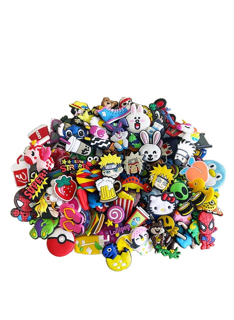 Excefore Shoe Decoration Charms, 100 Pcs Assorted Different Shoe Charm for Crocs Charm for Hole Hole Shoe Buckle Party Favors ​Mini Charm Bracelet Wristband Decoration for Men Women Kid  - Image 1