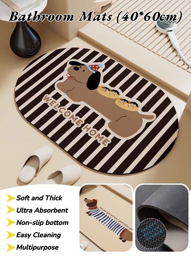 Bath Mats, Floor Mats,Absorbent Quick Drying Mats, Machine Washable Carpet for Floor, Durable, Bathroom Mats, Non-slip Floor Rug Rubber Backed,Multipurpose for Shower, Tub, Toilet, And Bathroom Floors (60x40cm)  ﻿ - Image 3