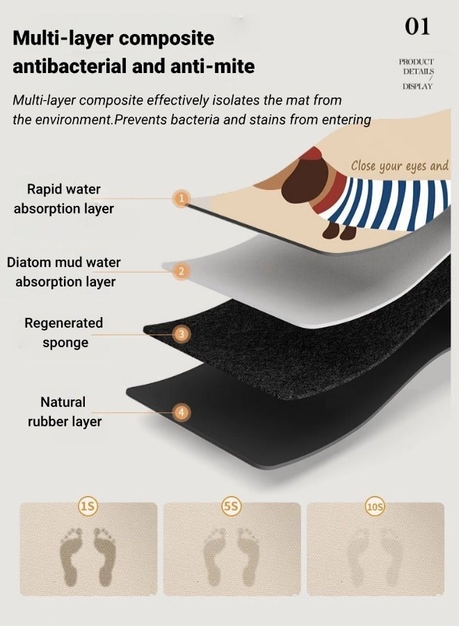 Bath Mats, Floor Mats,Absorbent Quick Drying Mats, Machine Washable Carpet for Floor, Durable, Bathroom Mats, Non-slip Floor Rug Rubber Backed,Multipurpose for Shower, Tub, Toilet, And Bathroom Floors (60x40cm)  ﻿ - Image 4