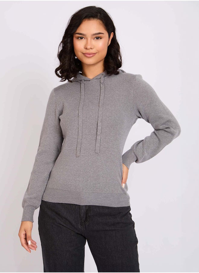 Premoda - Women Pullover Hoodie Grey - Image 1