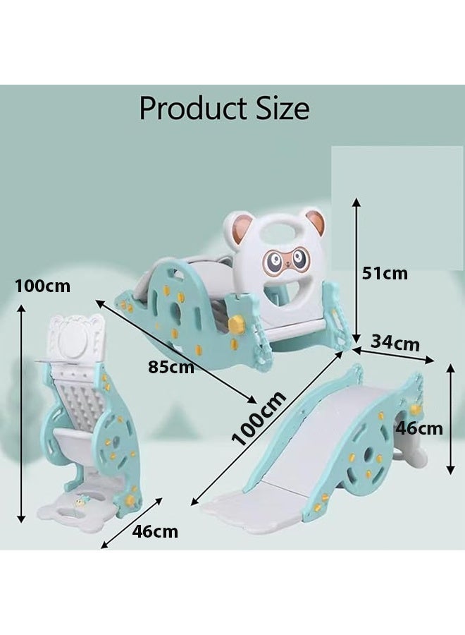 Berma Baby لعبة زحليقة وأرجوحة 5 في 1 للأطفال الصغار، زحليقة للأطفال مع مقعد قابل للإزالة، لعبة حلقة وكرة سلة، زحليقة تسلق قابلة للطي للاستخدام الداخلي والخارجي - Image 3