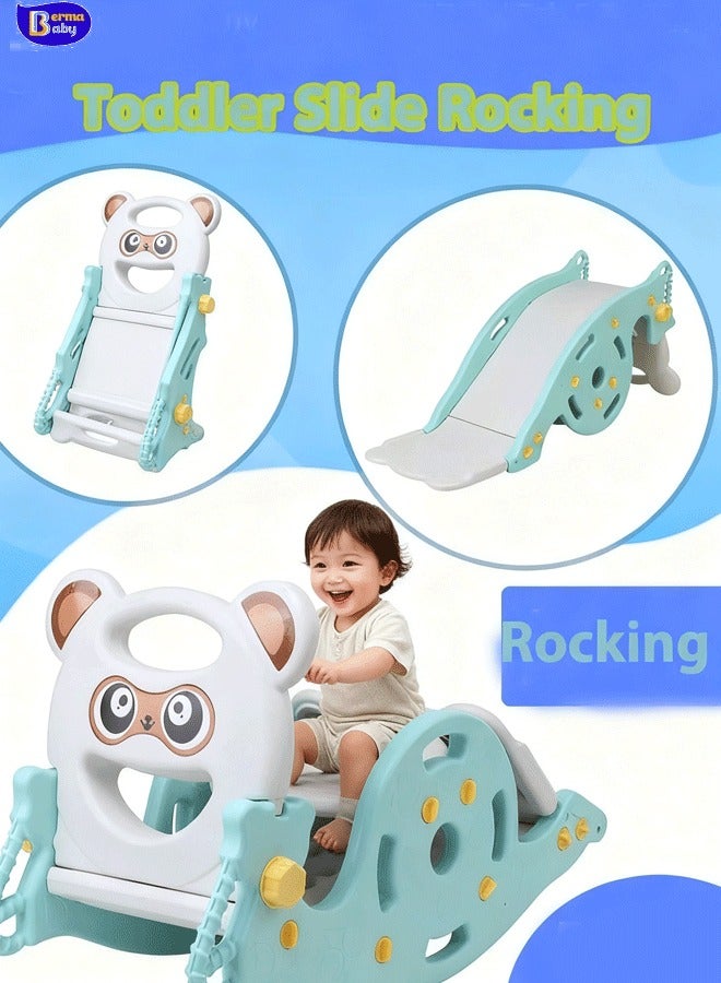 Berma Baby لعبة زحليقة وأرجوحة 5 في 1 للأطفال الصغار، زحليقة للأطفال مع مقعد قابل للإزالة، لعبة حلقة وكرة سلة، زحليقة تسلق قابلة للطي للاستخدام الداخلي والخارجي - Image 1