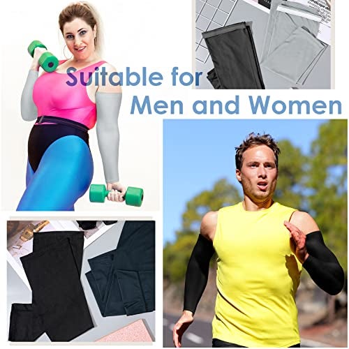 Chuarry 4 Pairs Plus Size Arm Sleeves UV Sun Protection Cooling Ice Silk Oversized Compression Sleeve Cover for Women (Vintage Color) - Image 4