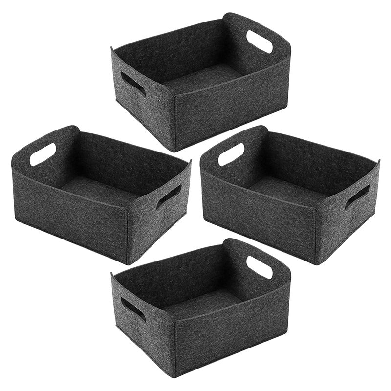4pcs Felt Storage Baskets With Sturdy Handles - Versatile Organizers For Office Supplies Bedroom Essentials Closet Nursery Storage - Image 1