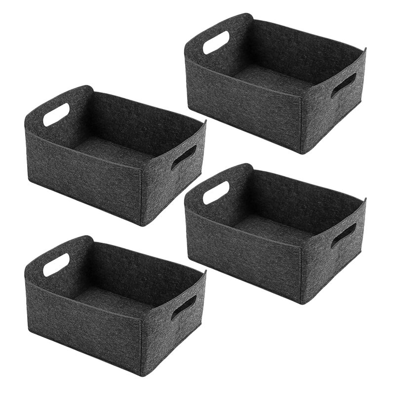 4pcs Felt Storage Baskets With Sturdy Handles - Versatile Organizers For Office Supplies Bedroom Essentials Closet Nursery Storage - Image 4