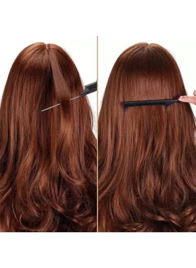 Professional Hairdressing Tail Comb with Aluminium Metal Tail Black - Image 3