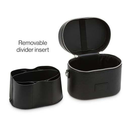 ETOILE - Oval Toiletry Case Black - Travel Makeup Bag Organizer with Shoulder Strap and Removable Divider - Image 3