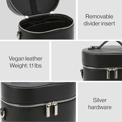 ETOILE - Oval Toiletry Case Black - Travel Makeup Bag Organizer with Shoulder Strap and Removable Divider - Image 2