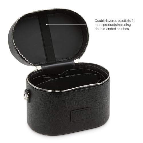 ETOILE - Oval Toiletry Case Black - Travel Makeup Bag Organizer with Shoulder Strap and Removable Divider - Image 4