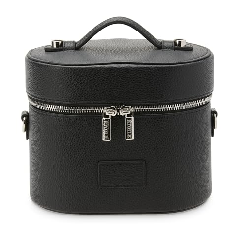 ETOILE - Oval Toiletry Case Black - Travel Makeup Bag Organizer with Shoulder Strap and Removable Divider - Image 1