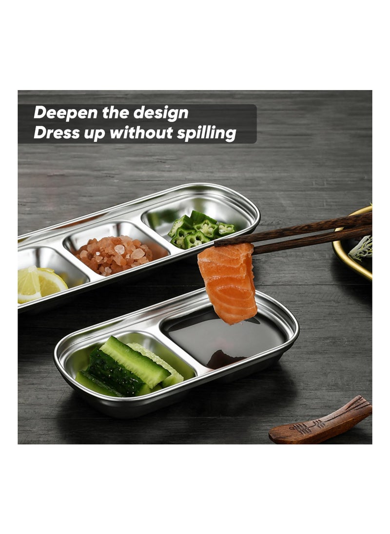 SYOSI Divided Seasoning Sauce Dip Bowl,Sauce Dish,Stainless Steel Sauce Dish,Dipping Plate Snack Plate Divided Food Dipping Bowl Plate Tray Kitchen Tableware for BBQ Home Kitchen Plates(2&3 Grids) - pzsku/ZFF3DE4DABBECBCBE44CDZ/45/_/1706595963/a09688ba-09f2-4ec3-a592-cfa840cbdc75