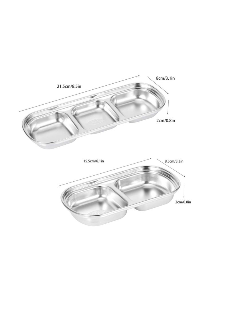 SYOSI Divided Seasoning Sauce Dip Bowl,Sauce Dish,Stainless Steel Sauce Dish,Dipping Plate Snack Plate Divided Food Dipping Bowl Plate Tray Kitchen Tableware for BBQ Home Kitchen Plates(2&3 Grids) - pzsku/ZFF3DE4DABBECBCBE44CDZ/45/_/1706595965/0d03b5ee-21d5-44e5-9501-a3adf499e648