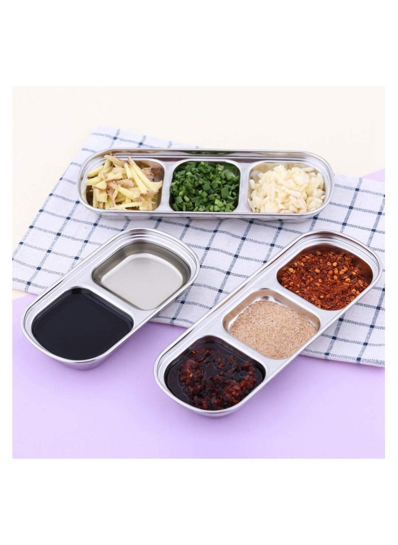 SYOSI Divided Seasoning Sauce Dip Bowl,Sauce Dish,Stainless Steel Sauce Dish,Dipping Plate Snack Plate Divided Food Dipping Bowl Plate Tray Kitchen Tableware for BBQ Home Kitchen Plates(2&3 Grids) - pzsku/ZFF3DE4DABBECBCBE44CDZ/45/_/1706595965/235c1e45-4067-4bc8-a312-7a33abd765b3