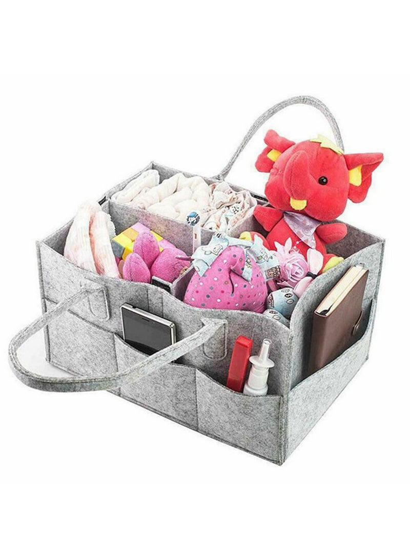 1PCS Baby Diaper Organizer Caddy Nappy Kids Storage Carrier Bag Grey Felt Diaper Bag Multifunctional Folding Storage Basket - Image 2