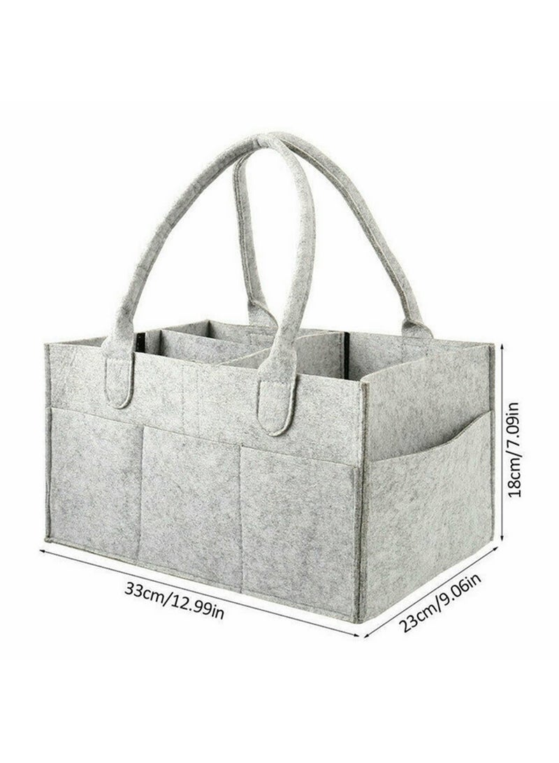 1PCS Baby Diaper Organizer Caddy Nappy Kids Storage Carrier Bag Grey Felt Diaper Bag Multifunctional Folding Storage Basket - Image 3