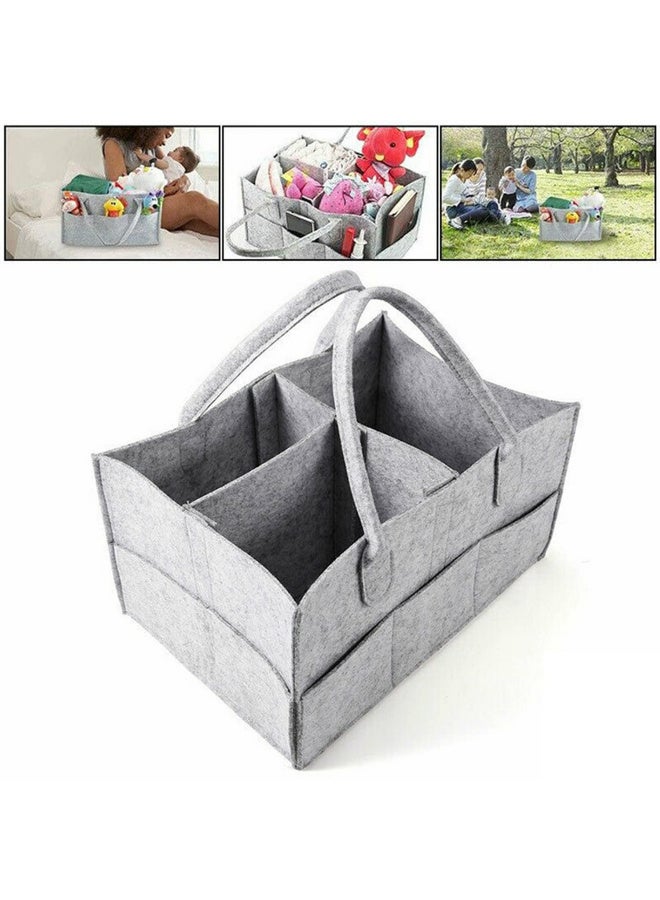 1PCS Baby Diaper Organizer Caddy Nappy Kids Storage Carrier Bag Grey Felt Diaper Bag Multifunctional Folding Storage Basket - Image 4