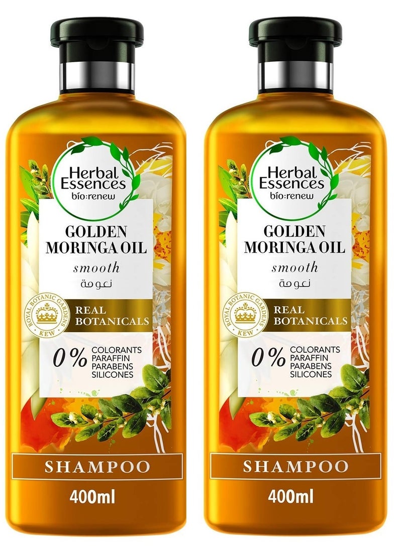 Herbal Essences شامبو هيربل إسنسز بايورينيو بزيت المورينجا الذهبي، 400 مل، قطعتان  - Image 1