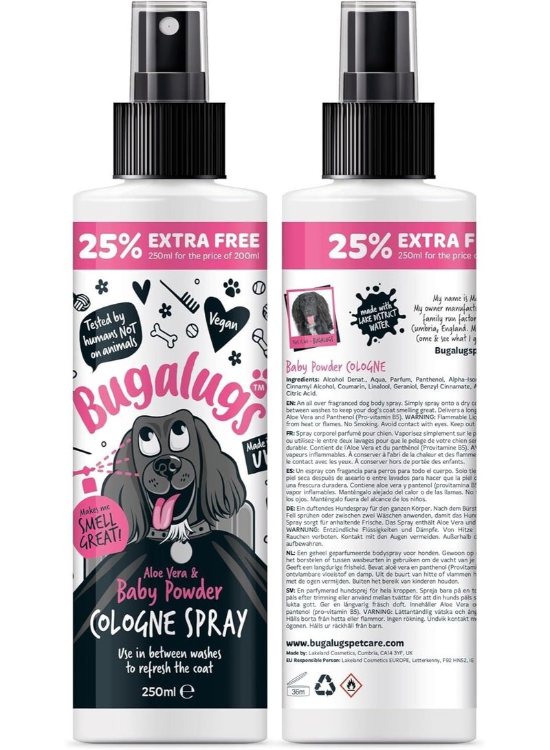 بوجالوجز Bugalugs Dog Perfume Spray with Aloe Vera & Baby Powder Cologne great Pet Odour Eliminator Deodorant Spray for Smelly Dogs can use as Dry Shampoo - Image 1