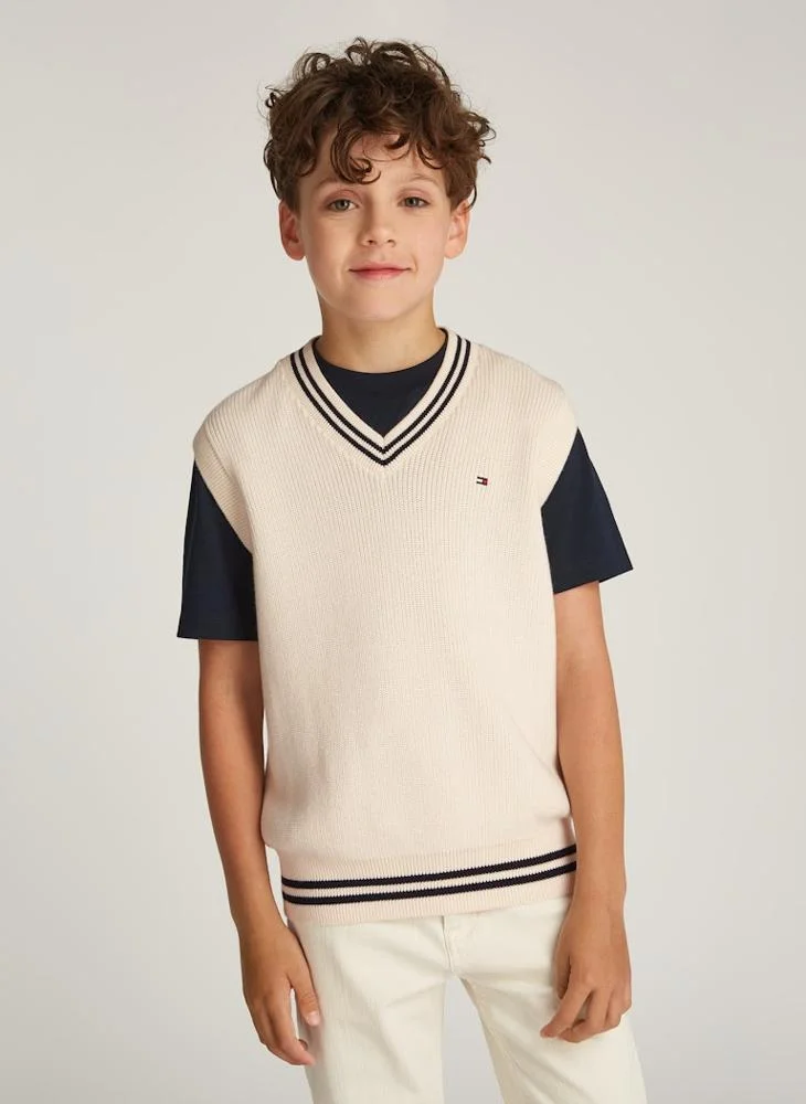 تومي هيلفيغر Kids V-Neck Sleeveless Sweater