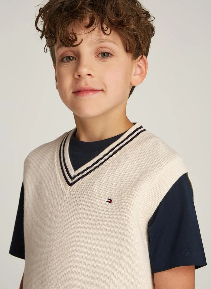 تومي هيلفيغر Kids V-Neck Sleeveless Sweater