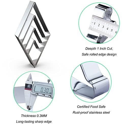 QAAQS Rhombus Diamond Cookie Cutter Set - 4 Piece Assorted Sizes (5 Inch, 4 Inch, 3 Inch, 2 Inch) - Stainless Steel - Image 3