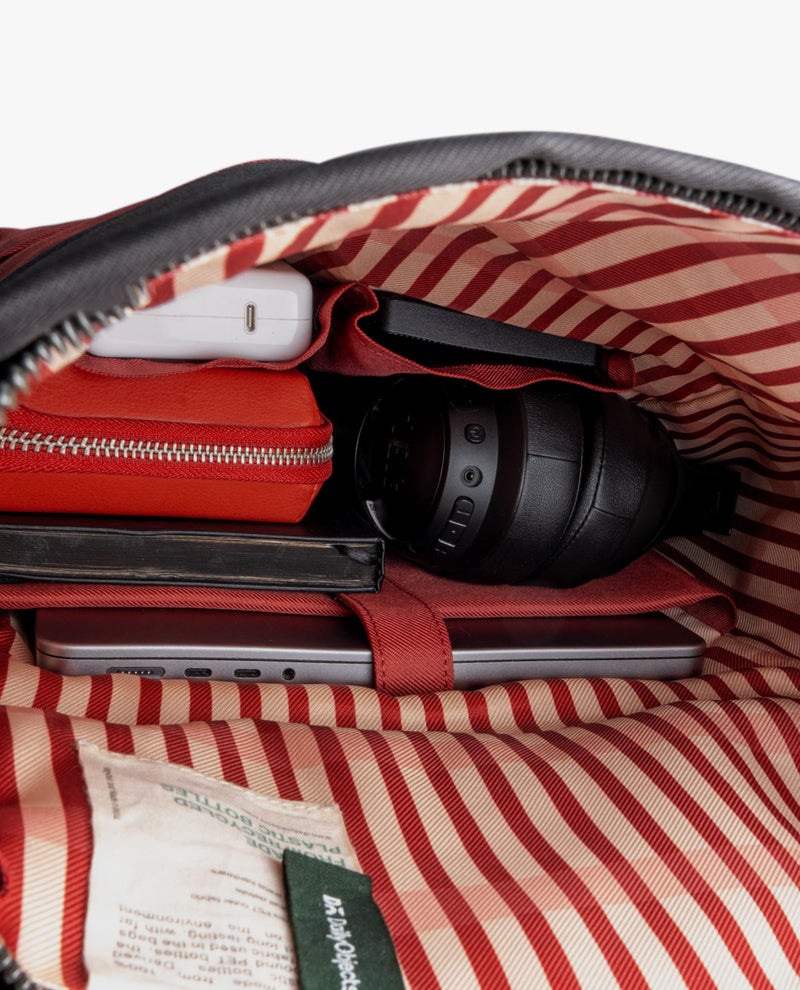 DailyObjects PET Charcoal-Red Clay Miles Roll Top Backpack (17L) for Office & Daily Use| 100% Recycled | Travel Bag | Fit any Laptop Upto 14 Inch | Multifunctional Adjustable Straps & G-Hook closure - Image 3