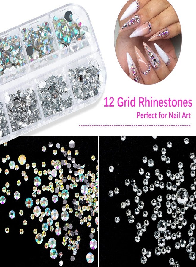 Canvalite Rhinestones 1500PCS in 6 Sizes Flat Back Nail Gems, Crystal AB Art with Pick Up Tweezers and Rhinestone Picker Dotting Pen, for Nails, Makeup, Craft by Canvalite, Clear 01 - Image 4