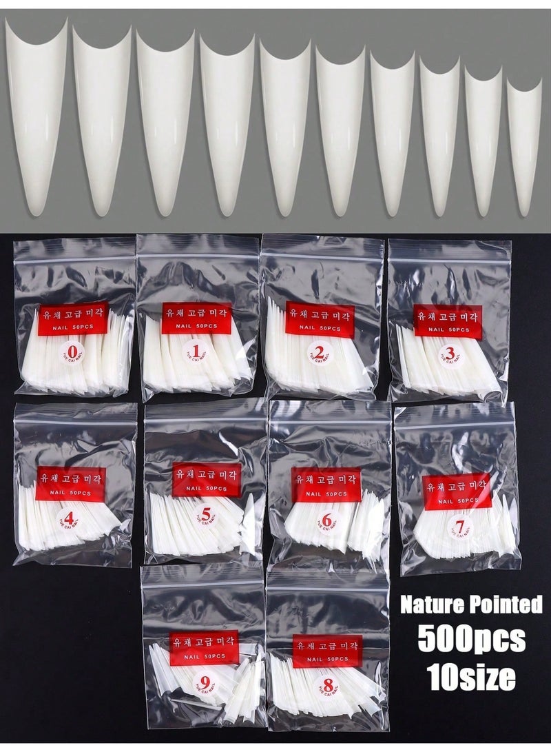 Generic 500pcs/Bag Acrylic Nail Tips Stiletto Coffin Practice Nail Capsules Artificial False Soft Gel Full Cover Nail Tips Manicure Tool - Image 2