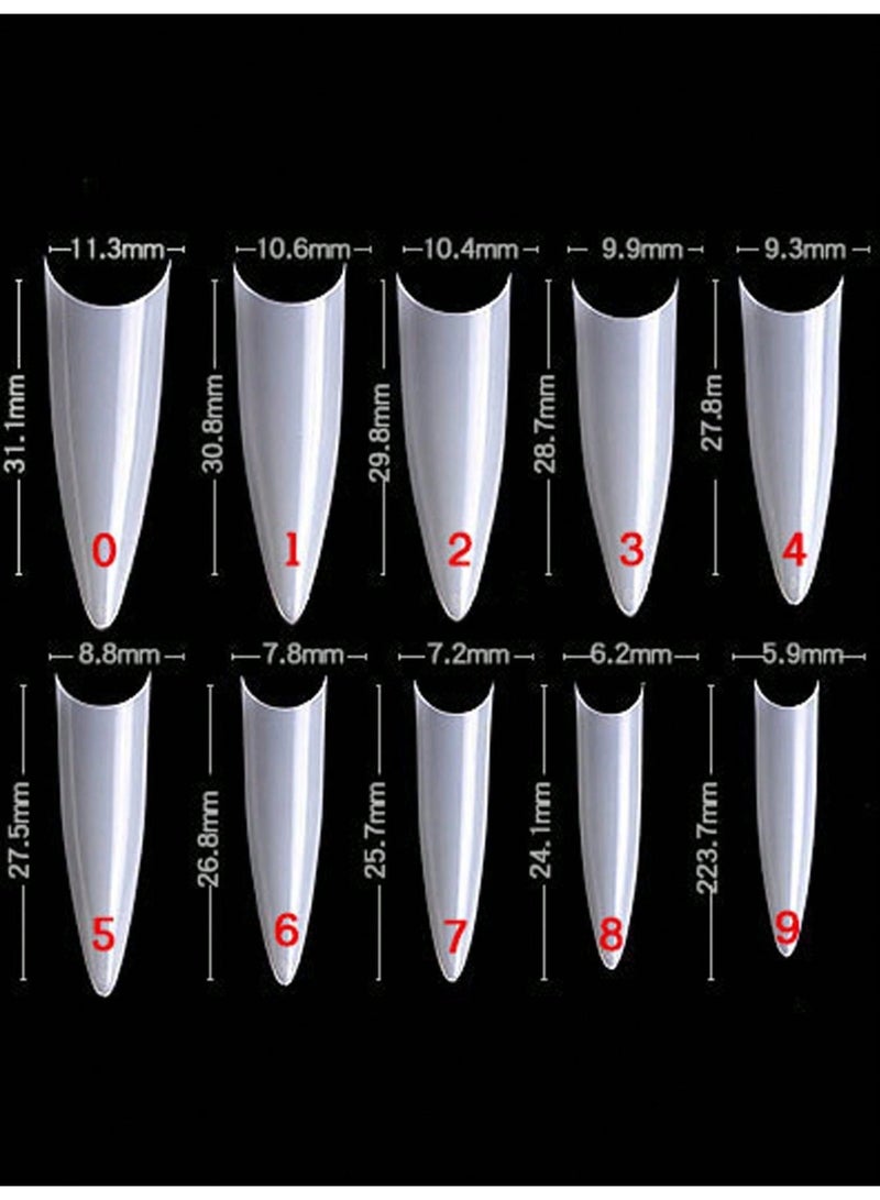 Generic 500pcs/Bag Acrylic Nail Tips Stiletto Coffin Practice Nail Capsules Artificial False Soft Gel Full Cover Nail Tips Manicure Tool - Image 3