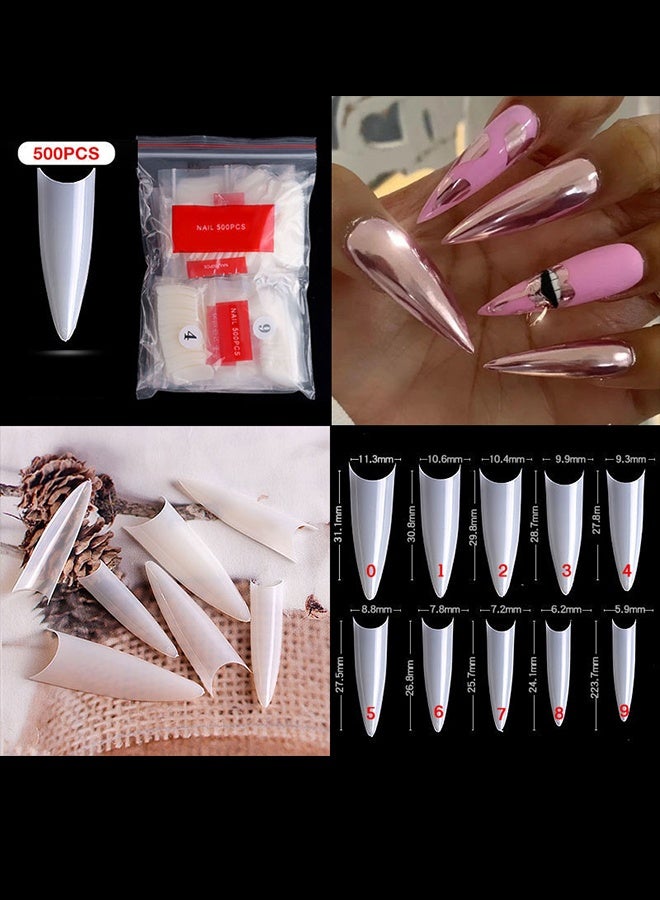 Generic 500pcs/Bag Acrylic Nail Tips Stiletto Coffin Practice Nail Capsules Artificial False Soft Gel Full Cover Nail Tips Manicure Tool - Image 5