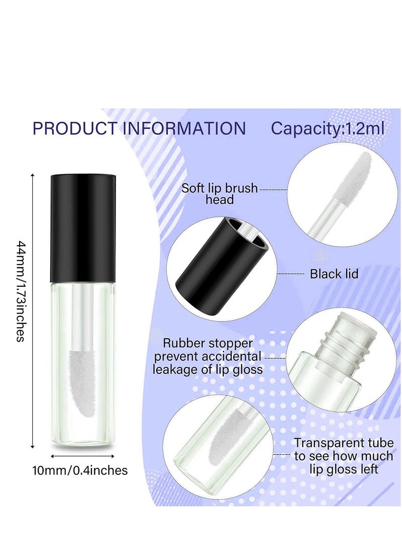 Excefore Lip Gloss Tubes Containers 100PACK 1.2ML Clear Empty Refillable Balm Bottle Reusable Mini Lipstick for Samples Travel Split Charging DIY Makeup - Image 5