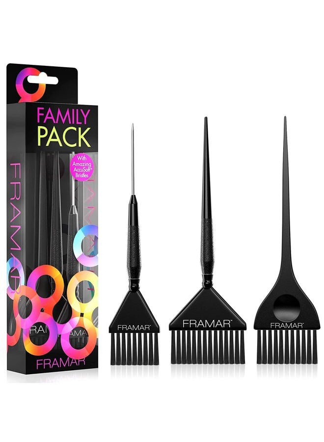 Framar Family Hair Color Brush Set - Hair Dye Brush Kit, Hair Coloring Brushes For Hair Stylist, Tint Brushes for Hair Color, Tapered Edges For Precision – 3 Pack Black - Image 1