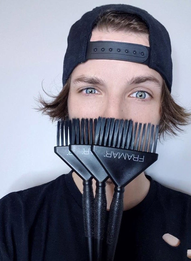 Framar Family Hair Color Brush Set - Hair Dye Brush Kit, Hair Coloring Brushes For Hair Stylist, Tint Brushes for Hair Color, Tapered Edges For Precision – 3 Pack Black - Image 4