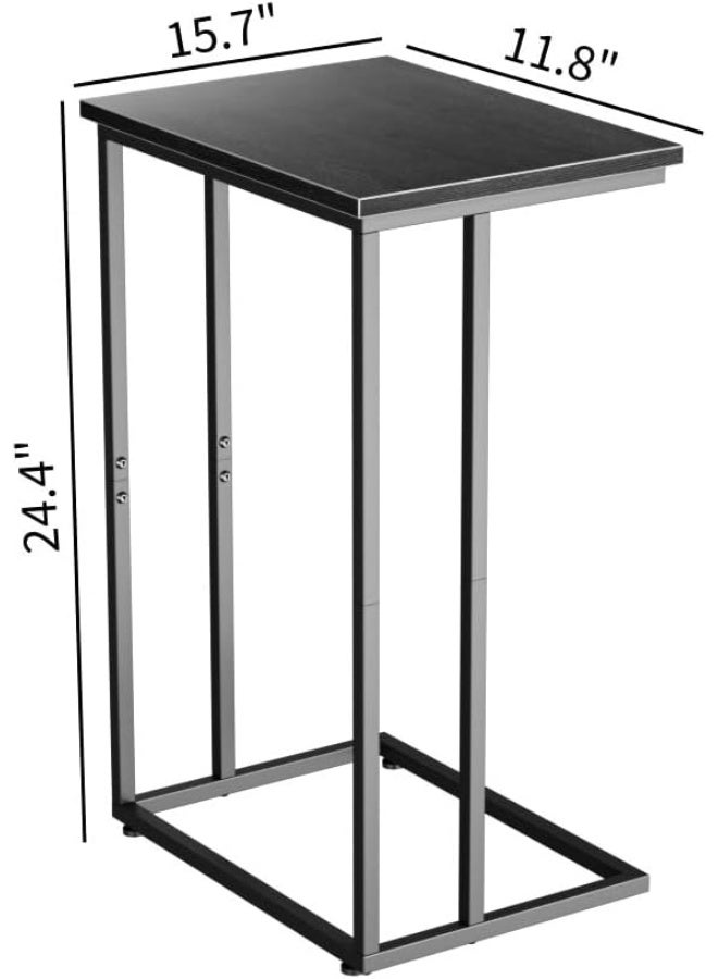 Wide C-Shaped Side Table for Sofa and Bed – Industrial Metal Frame Snack Table, Retro Laptop C Table for Living Room & Bedroom, Space-Saving End Table, Black - Image 4