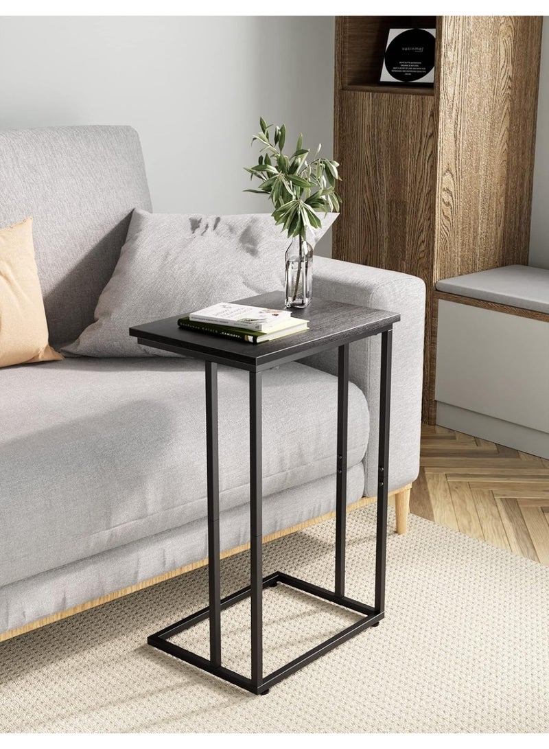 Wide C-Shaped Side Table for Sofa and Bed – Industrial Metal Frame Snack Table, Retro Laptop C Table for Living Room & Bedroom, Space-Saving End Table, Black - Image 5