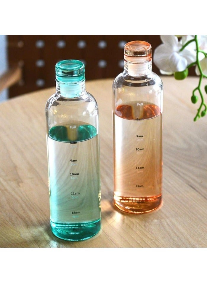 500ml Healthy Plastic Sports Water Bottle with Time Markers, Reusable and Leakproof, Perfect for Men and Women Gym Football Outdoor Activities School Fitness Workout Milk Juice Clear Water Bottle Healthy Multipurpose Gym School - Leakproof Water Bottle - Clear Water Bottle with Time Markers - Water, Juice, Milk Bottle for Kids and School