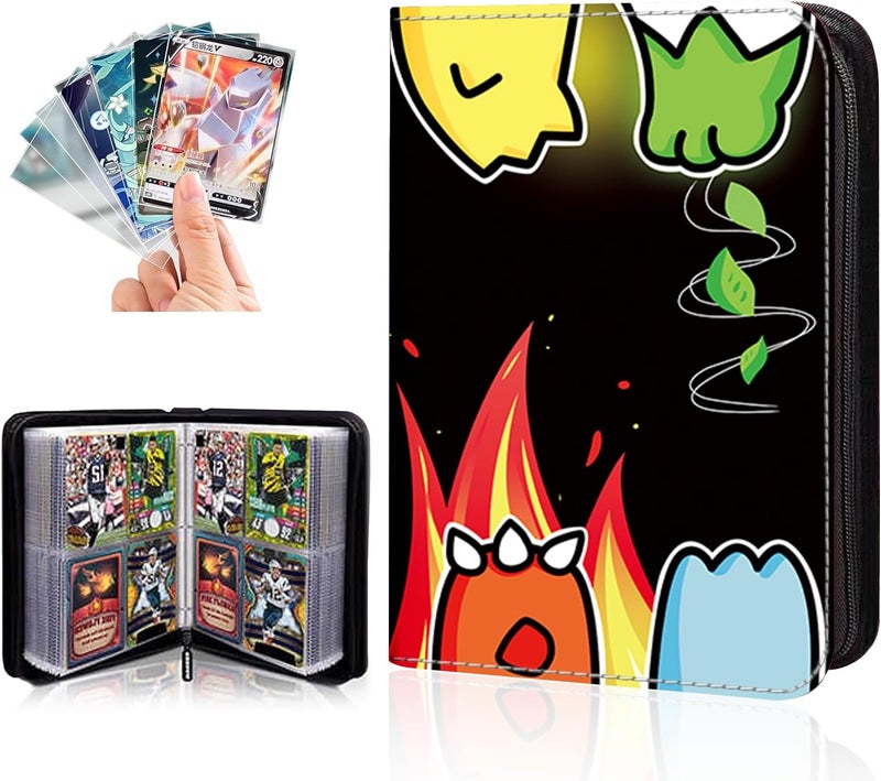 Extalas 100 Bonus Sleeves Included - Trading Card Binder Fits 400+ Cards, 4-Pocket Collector Album Compatible with PTCG, MTG, YGO and Sports Cards - Waterproof PU Leather Card Holder Case (Hand) - Image 1