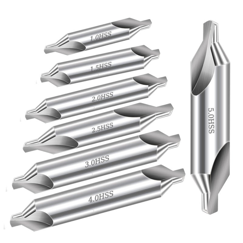 Aleric Center Drill Bits Set - High Speed Steel Center Drill Bit Countersink Tools for Lathe Metalworking, 7 pcs 60-Degree Angle Centering Drill in Size 1.0 1.5 2.0 2.5 3.0 4.0 5.0 - Image 1