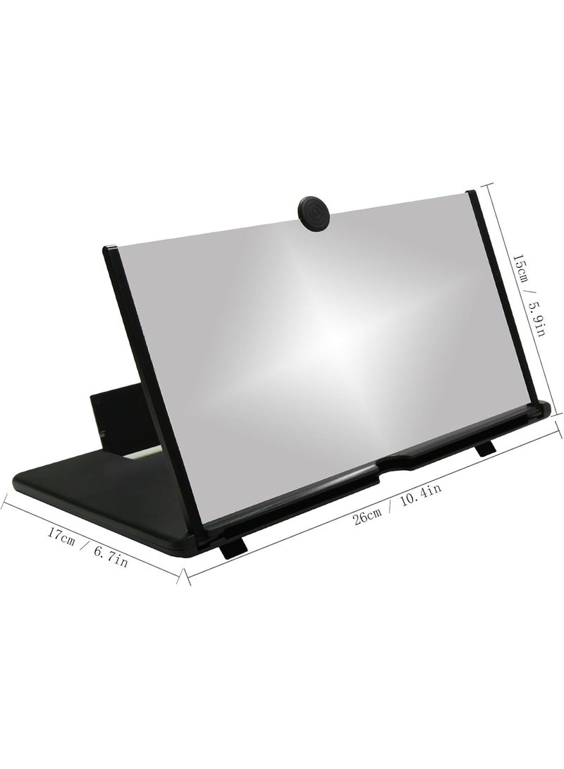 مكبر شاشة الهاتف المحمول 12 بوصة، شاشة عرض 3D HD لمكبر الهاتف المحمول لأفلام وفيديوهات، حامل هاتف قابل للطي مع مكبر شاشة، يدعم جميع الهواتف الذكية (أسود، 12 بوصة). - Image 4