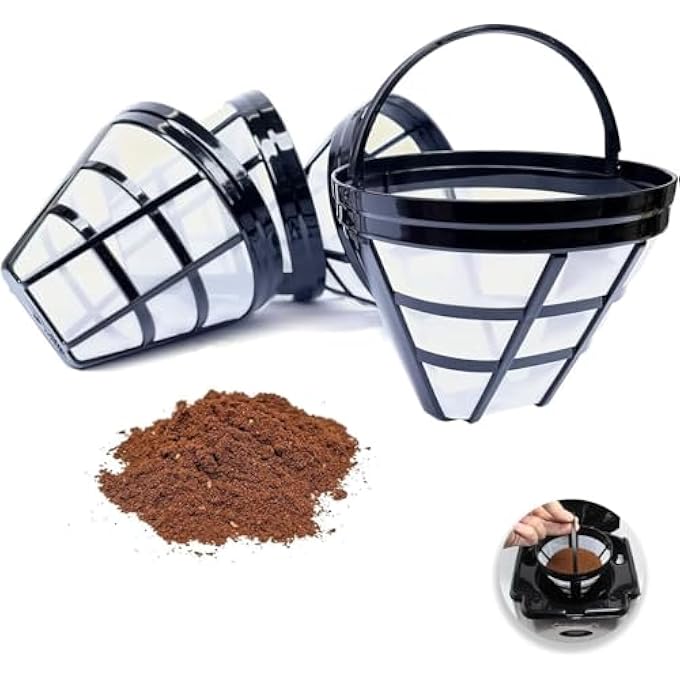 بوليفياز مرشحات قهوة قابلة لإعادة الاستخدام، قطعتان من مرشحات سلة شبكية من النايلون، مرشحات بديلة صديقة للبيئة لآلات القهوة، مناسبة عالميًا لمعظم ماكينات صنع القهوة - Image 2