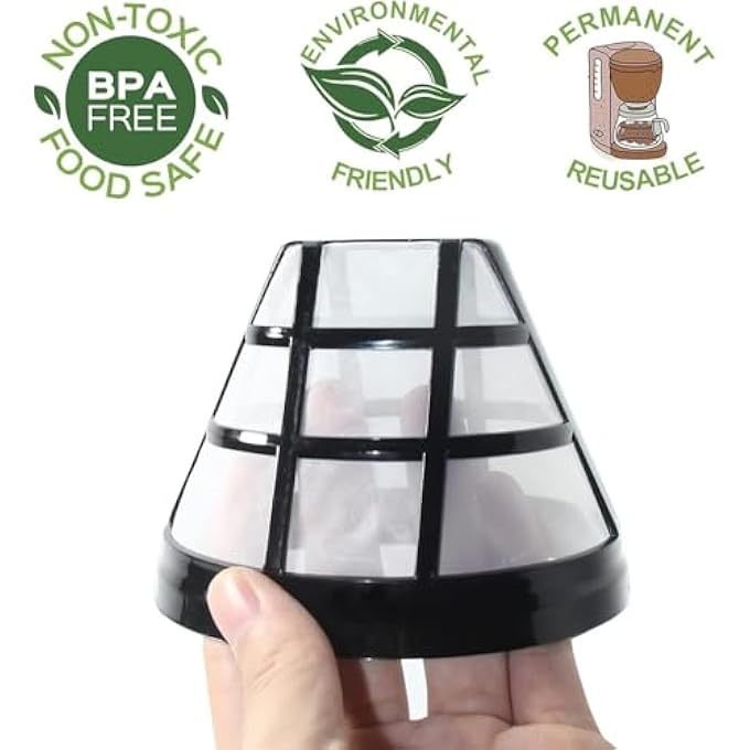 بوليفياز مرشحات قهوة قابلة لإعادة الاستخدام، قطعتان من مرشحات سلة شبكية من النايلون، مرشحات بديلة صديقة للبيئة لآلات القهوة، مناسبة عالميًا لمعظم ماكينات صنع القهوة - Image 3